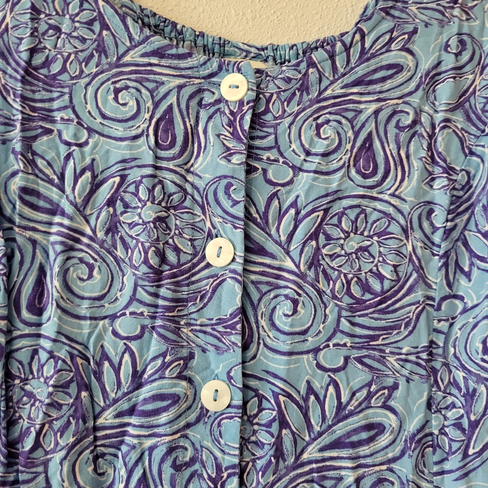 Blair Blue Patterned Button-Front Maxi Dress - image 2